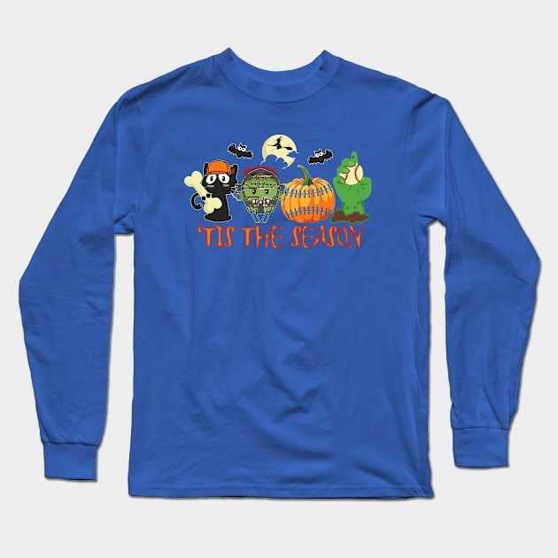 Funny Tis the Season Baseball Softball Season Fall Halloween Long Sleeve T-Shirt by TeeCreations